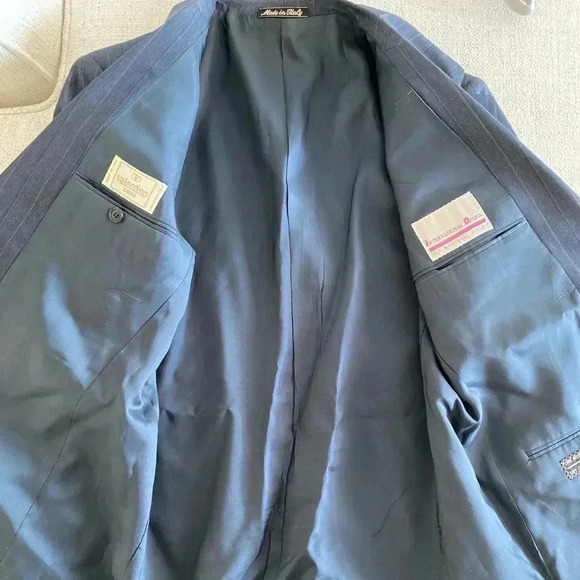 Valentino Uomo 100% Virgin Wool Preppy Pinstripe Blue Blazer Sz 39S Medium Acade - Picture 9 of 16